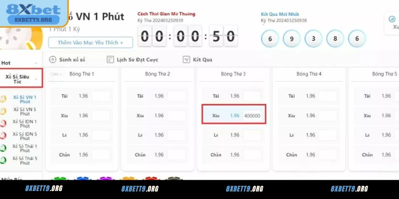 Bí kíp chơi xổ số siêu tốc 8XBET dễ trúng thưởng lớn