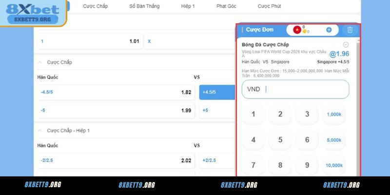 Xác nhận đặt cược và chờ kết quả hiển thị